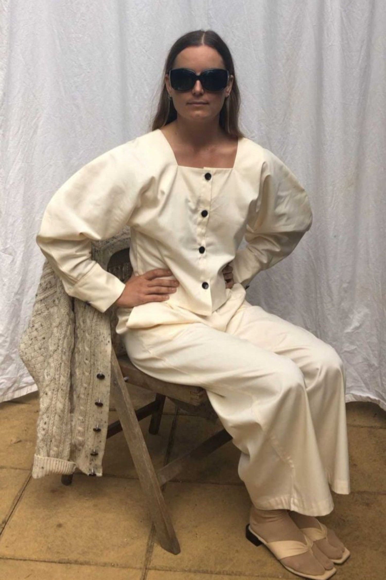 Ready to Ship: Sweet Cuff Blouse - Cream