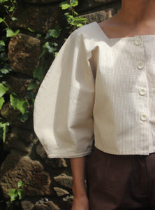 Made to Order: Sweet Puff Blouse - Sand stripe