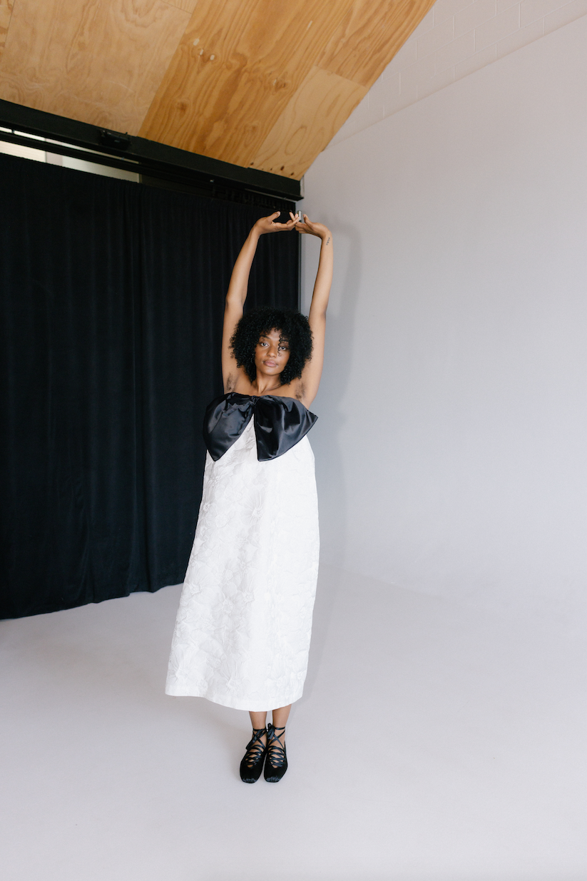 Bow Dress - White Poppy